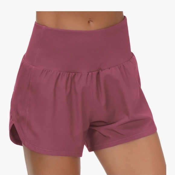 The Gym People Pants - THE GYM PEOPLE High Waisted Running Shorts Rose Red M
